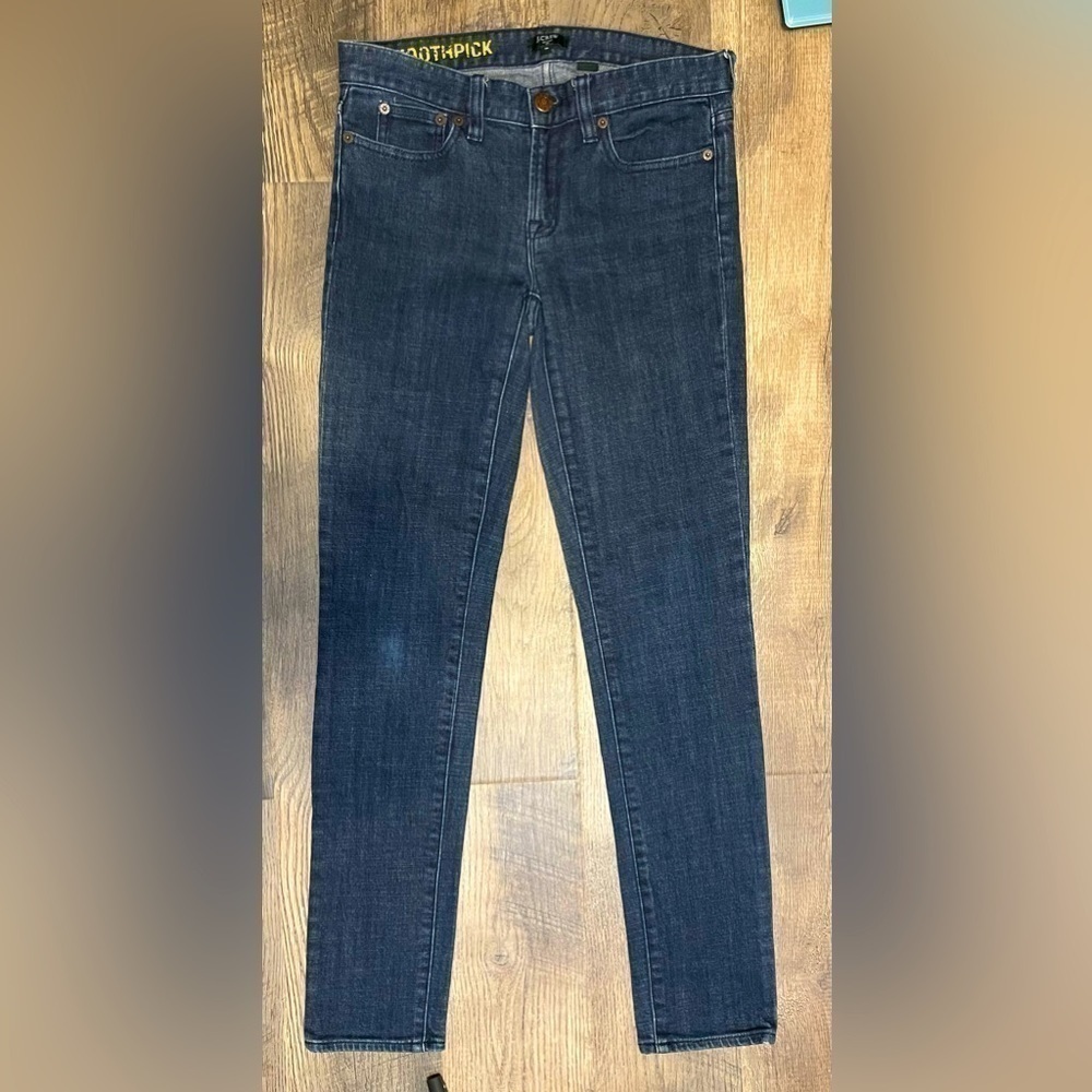 J. Crew Womens Toothpick Stretch Skinny Jeans‎ Size 26 Dark Wash